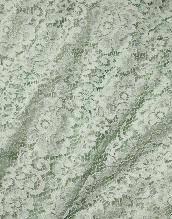 Dolce & Gabbana Mint Green Floral Lace Trim Midi Dress