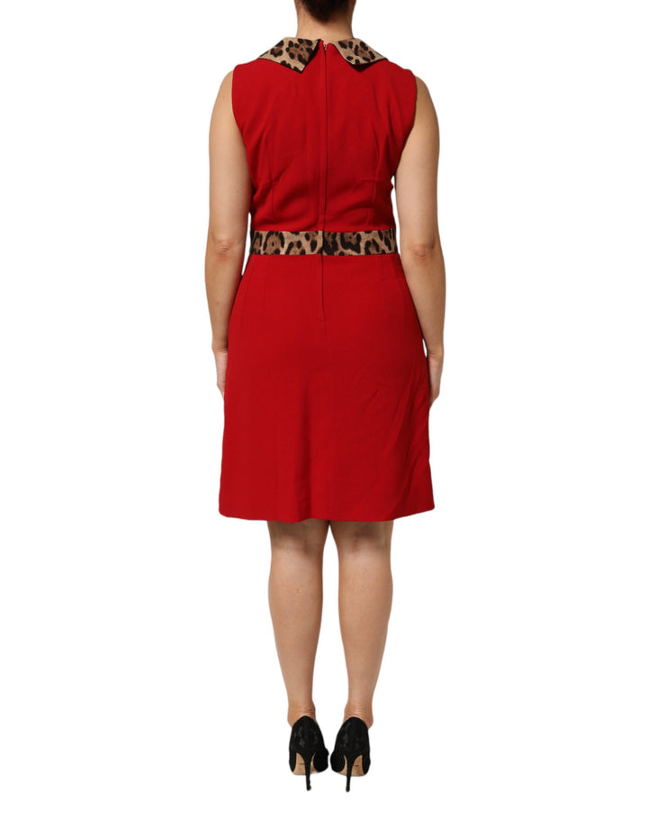 Dolce & Gabbana Red Leopard Viscose Sheath A-line Dress