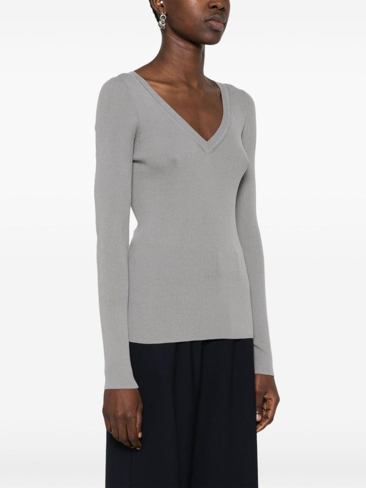 V-neck ribbed-knit top-21