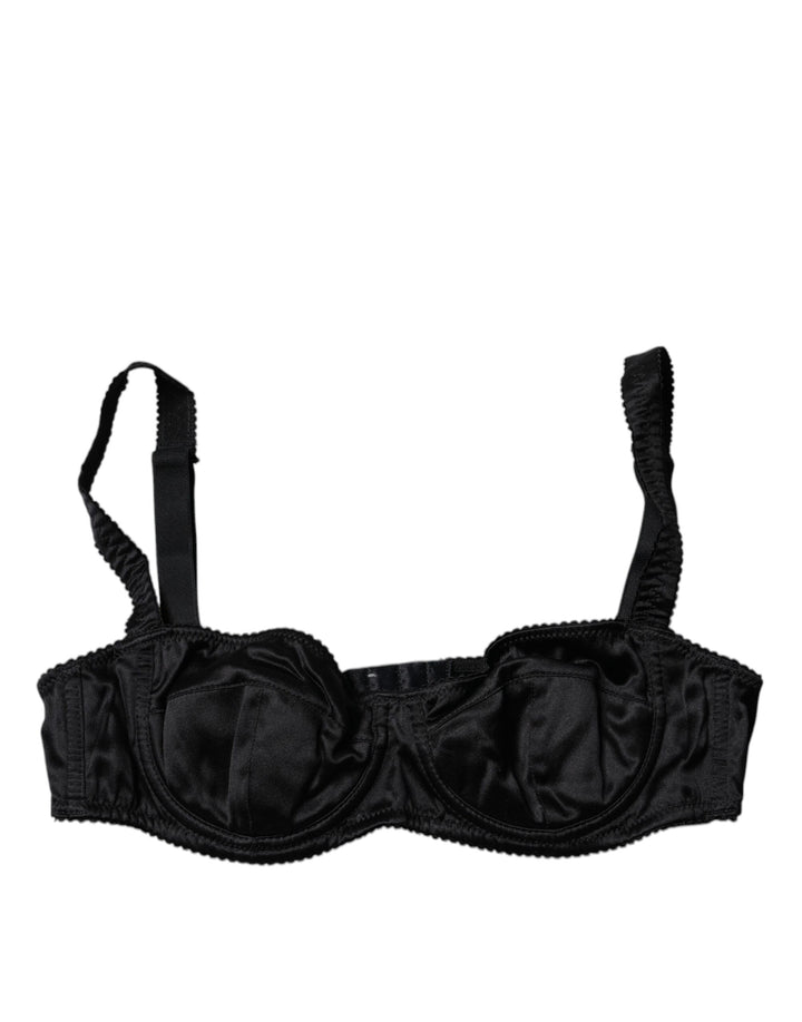 Dolce & Gabbana Black Silk Semi-Pad Balconette Bra Underwear