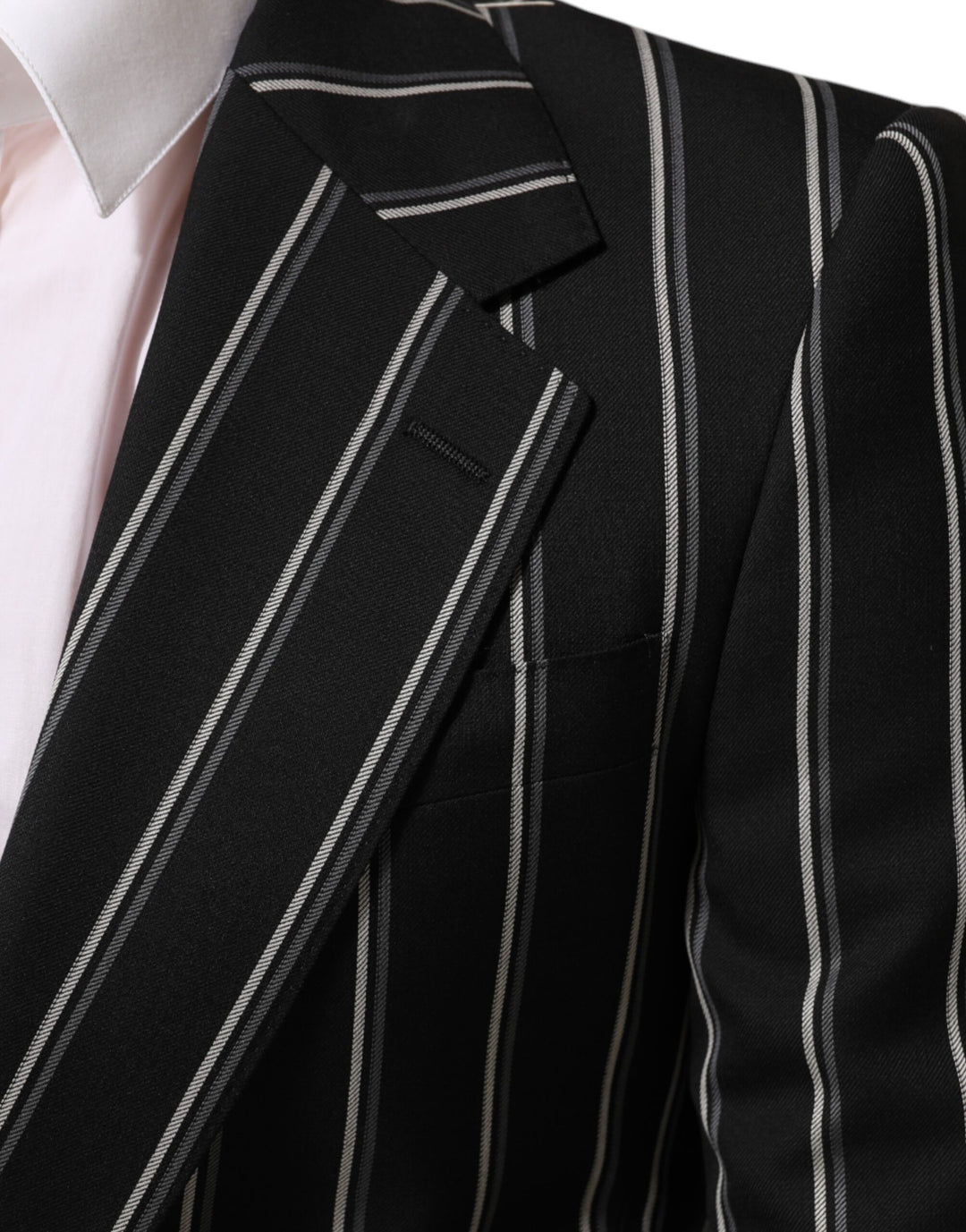 Dolce & Gabbana Black Stripes SICILIA 1 Button Suit Blazer
