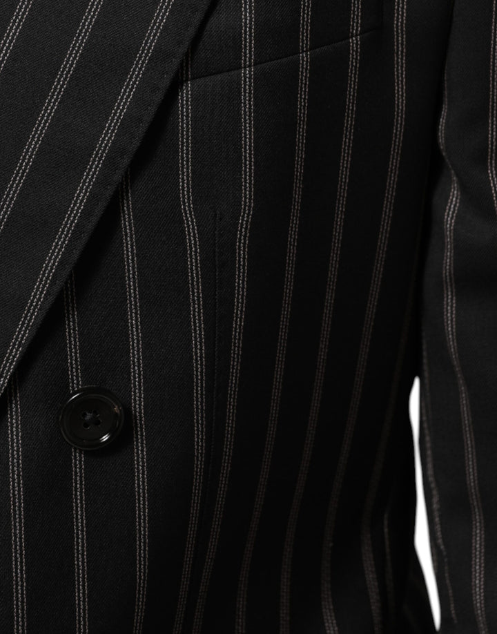 Dolce & Gabbana Black Stripes SICILIA 1 Button Suit Blazer