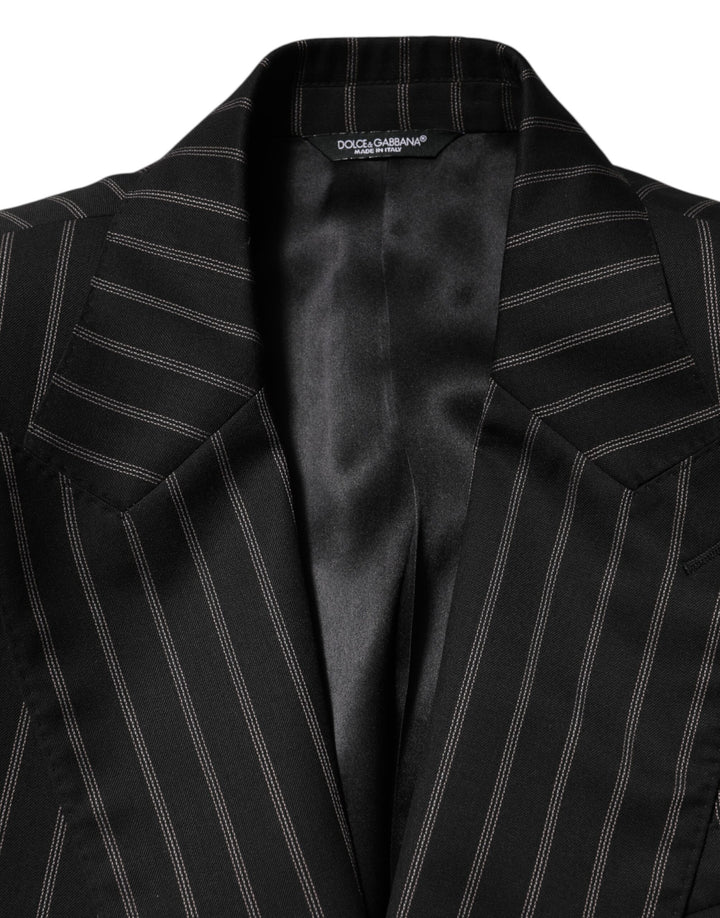 Dolce & Gabbana Black Stripes SICILIA 1 Button Suit Blazer