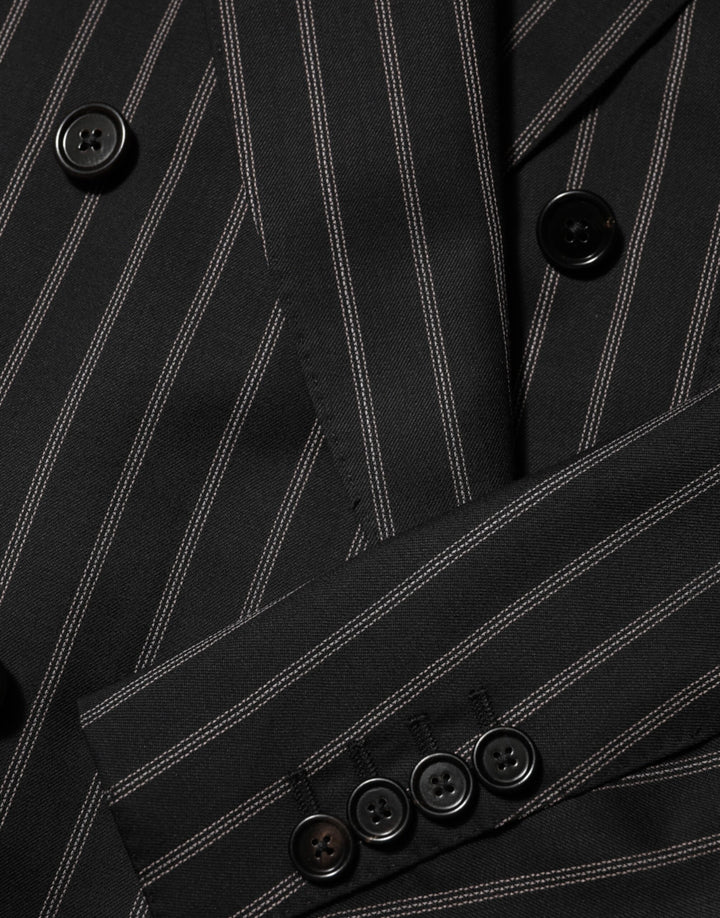 Dolce & Gabbana Black Stripes SICILIA 1 Button Suit Blazer
