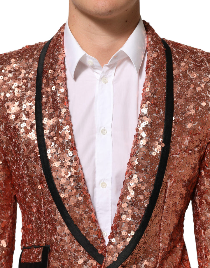Dolce & Gabbana Pink Sequin SICILIA 1 Button Men Suit Blazer