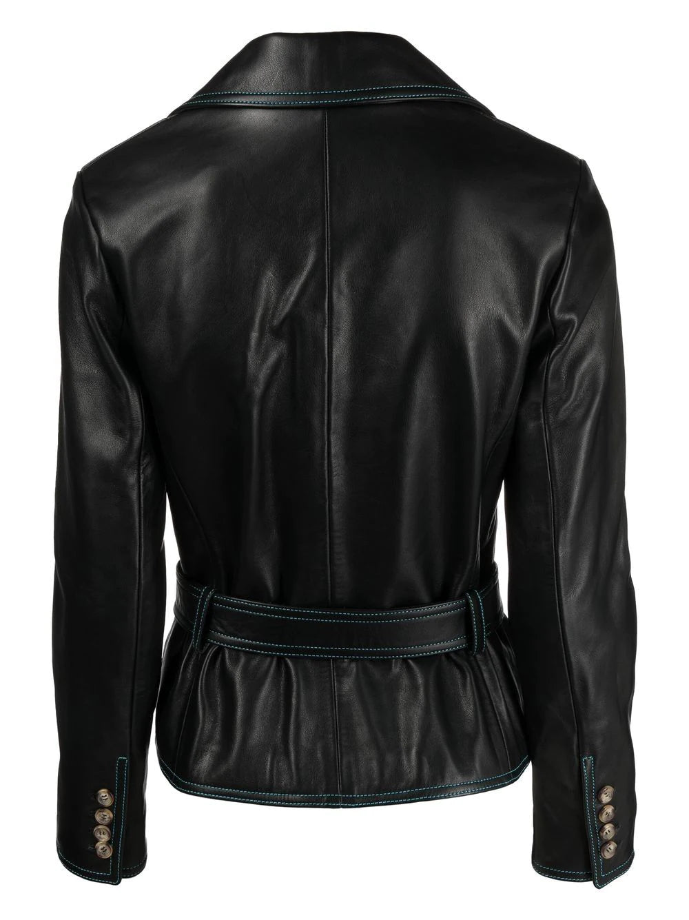 CORMIO Florence double-breasted belted leather jacket-1