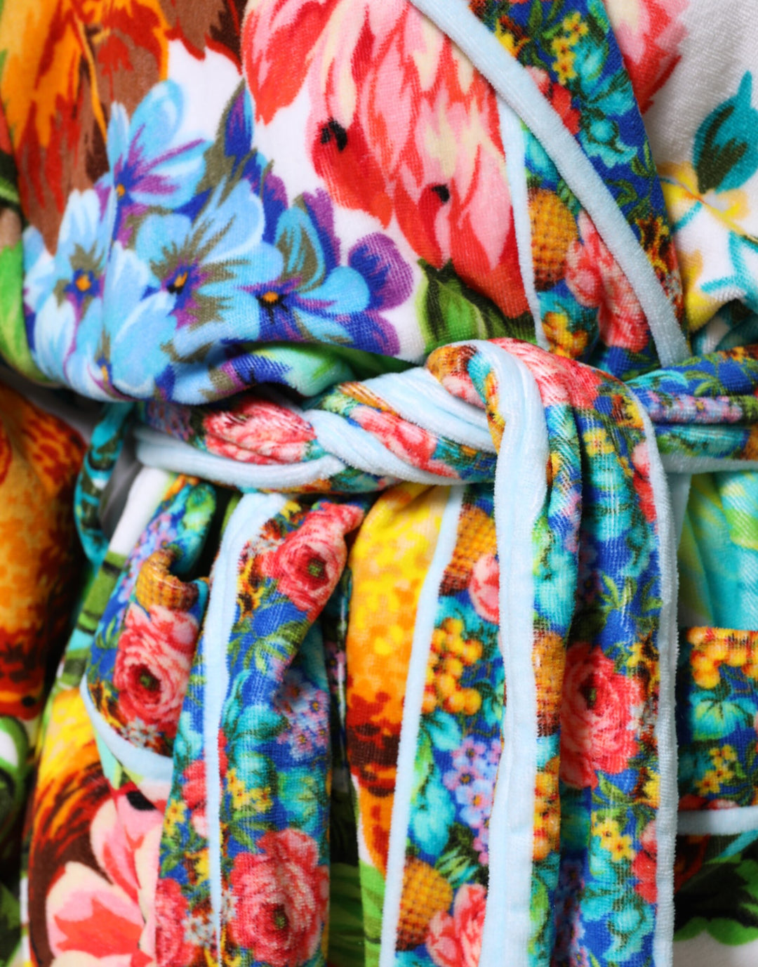 Dolce & Gabbana Multicolor Floral Print Belted Bathrobe Coat Jacket