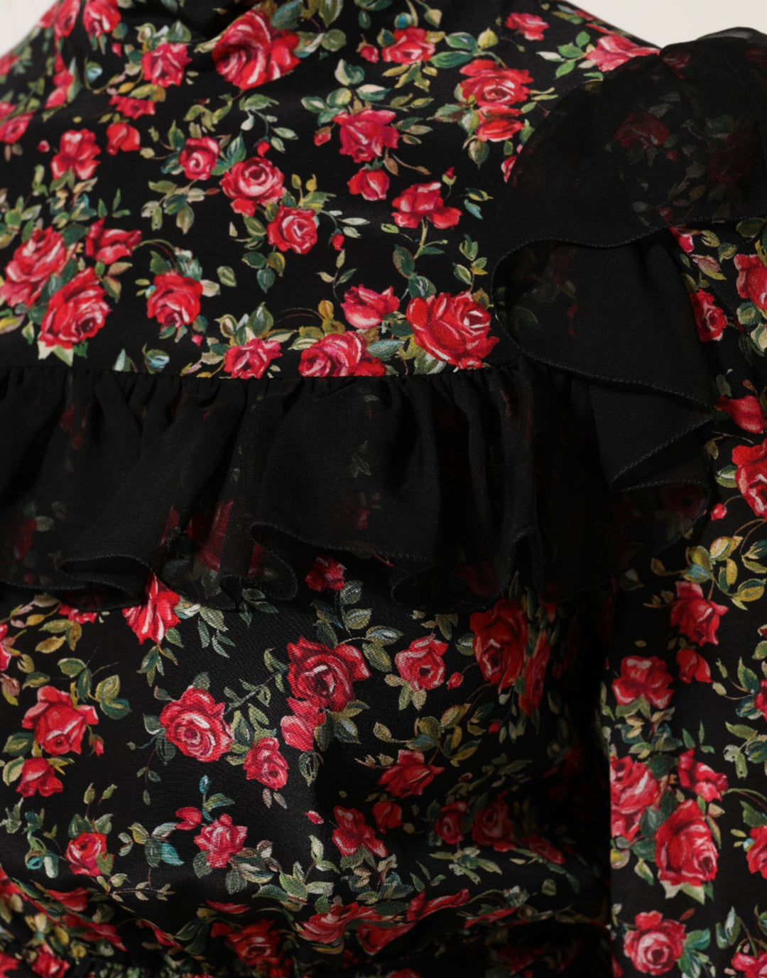 Dolce & Gabbana Black Floral Print Long Sleeve Blouse Top