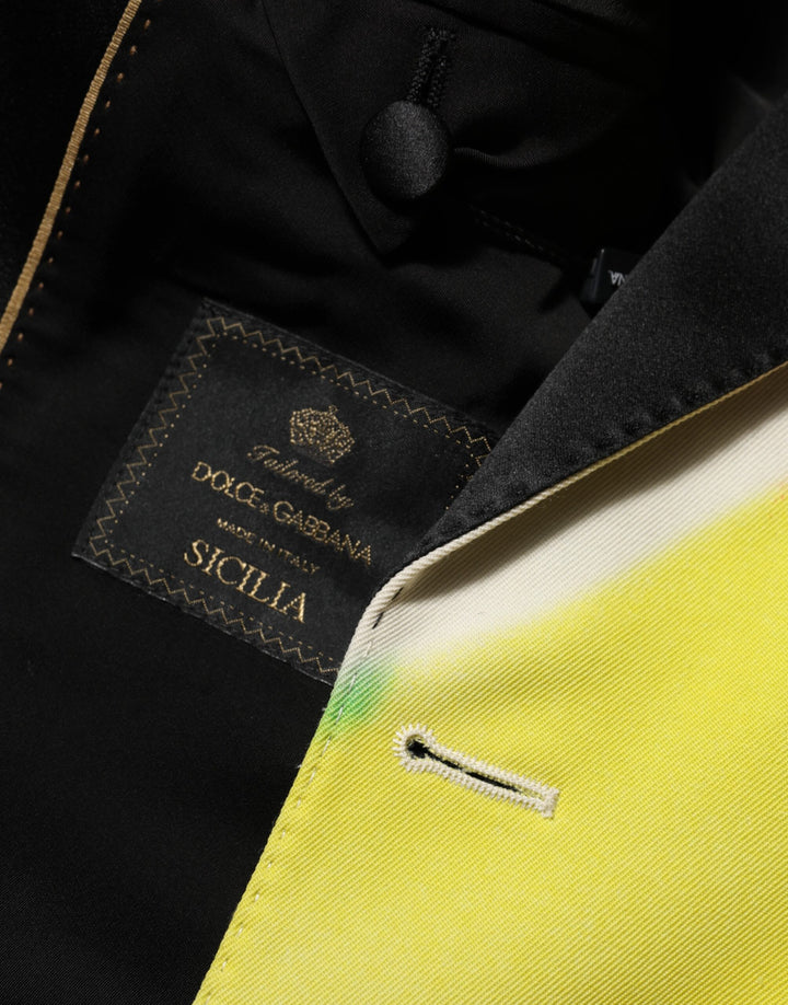 Dolce & Gabbana Multicolor Graffiti SICILIA 1 Button Men Suit Blazer