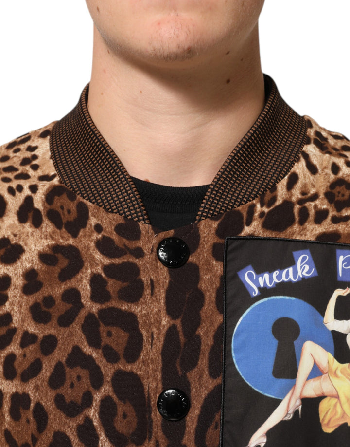 Dolce & Gabbana Brown Leopard Print "Sneak Peek" Patch Jacket