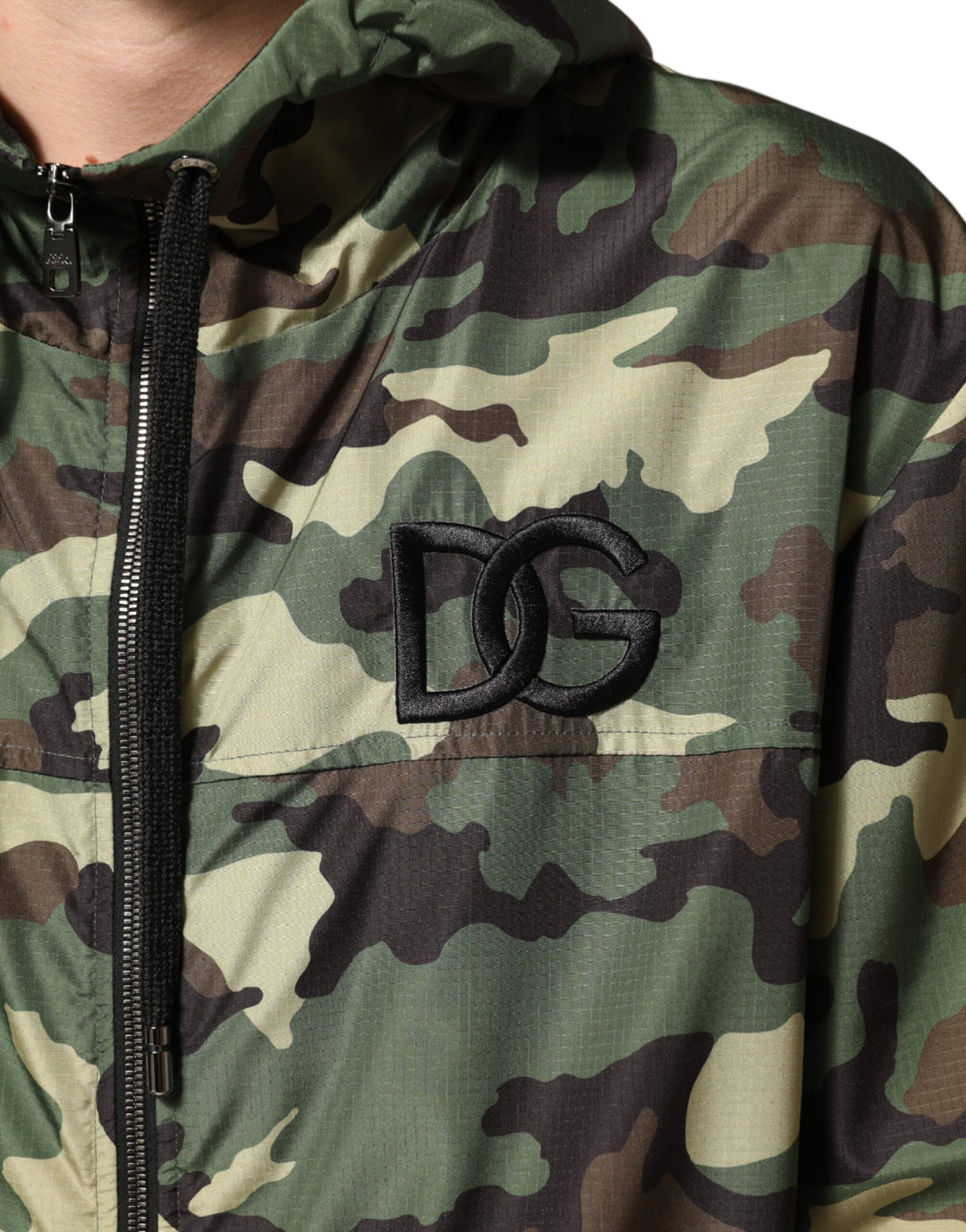 Dolce & Gabbana Green Camouflage Hooded Sweatshirt Jacket