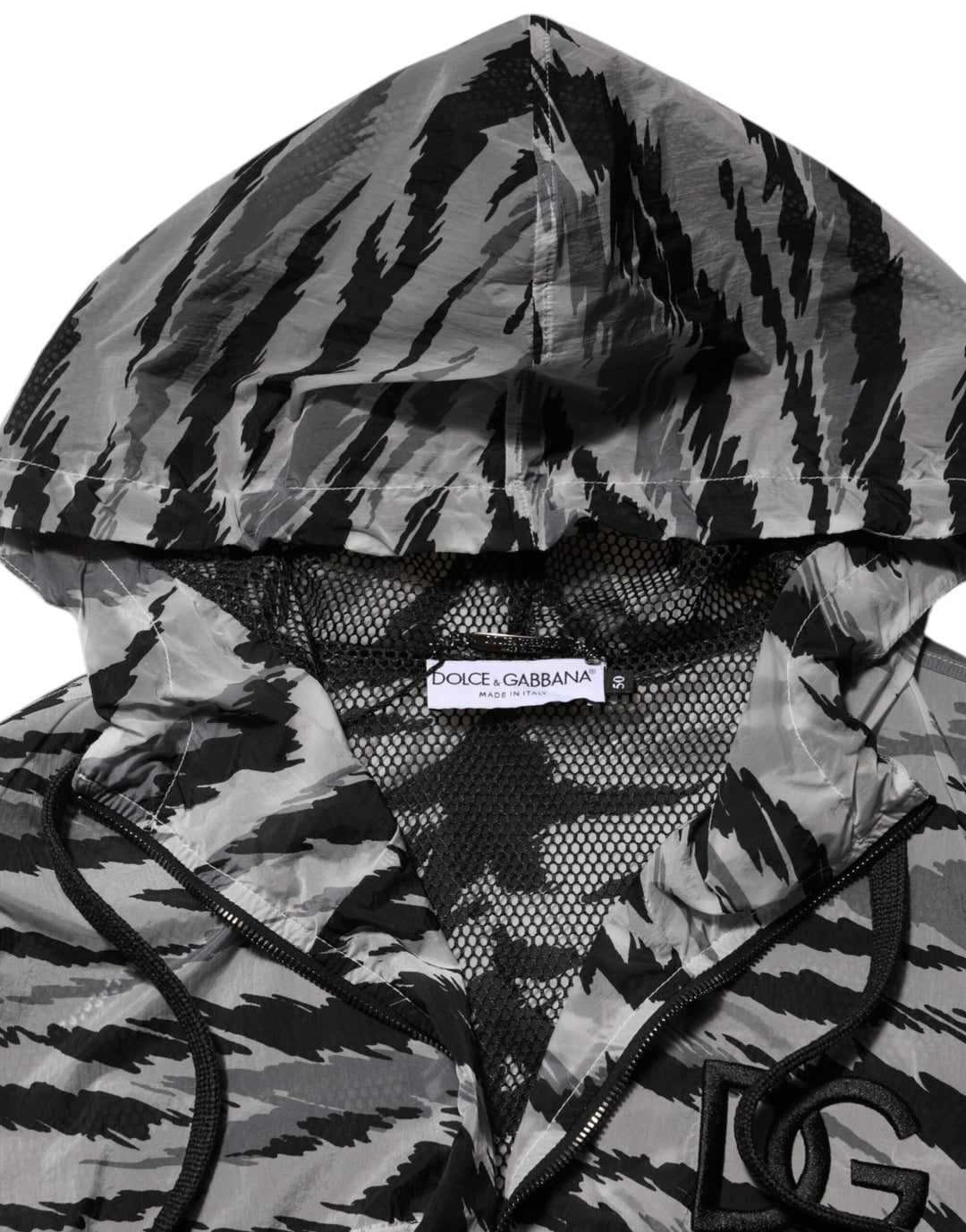 Dolce & Gabbana Gray Camouflage Hooded Sweatshirt Jacket