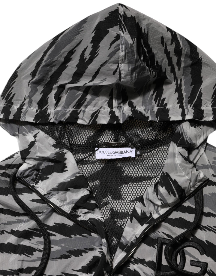 Dolce & Gabbana Gray Camouflage Hooded Sweatshirt Jacket