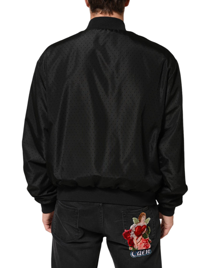 Dolce & Gabbana Black Acetate Full Zip Bomber Men Jacket