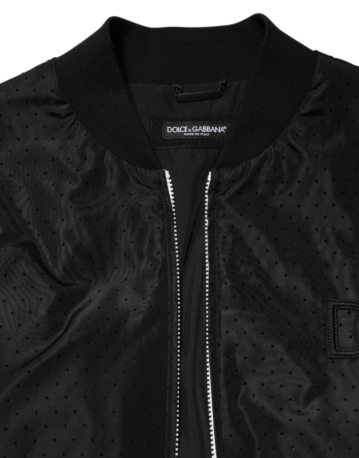 Dolce & Gabbana Black Acetate Full Zip Bomber Men Jacket