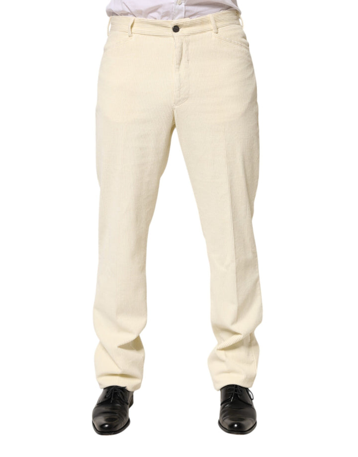 Burberry Beige Corduroy Cotton Straight Men Trouser Pants