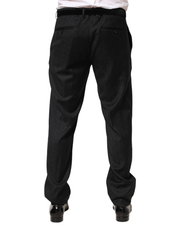 Dolce & Gabbana Black Wool Mid Waist Dress Men Trouser Pants