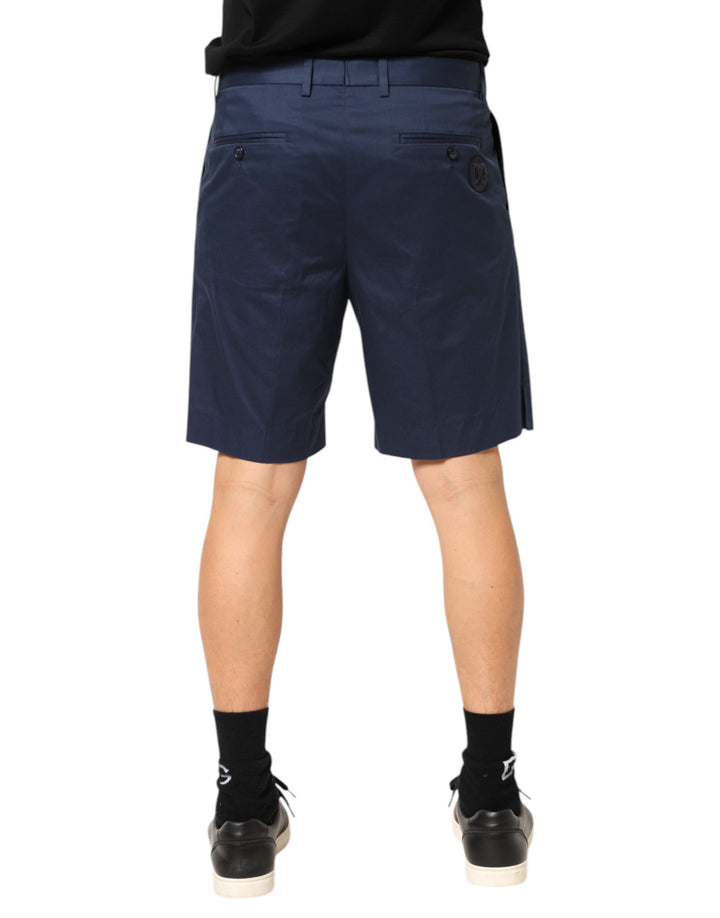 Dolce & Gabbana Blue Cotton Stretch Mid Waist Bermuda Shorts
