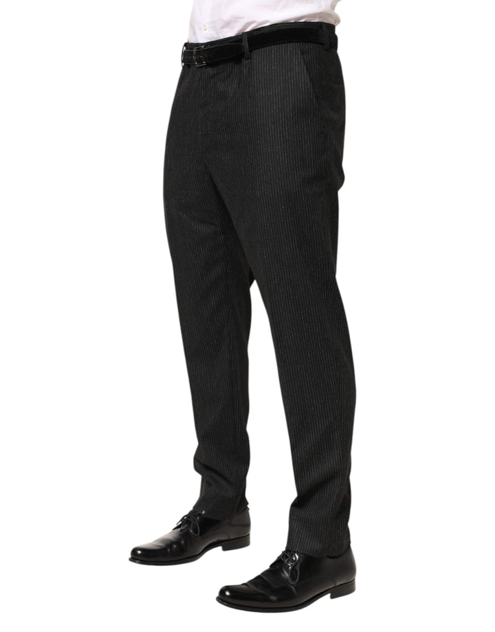 Dolce & Gabbana Black Cotton Mid Waist Dress Trouser Pants