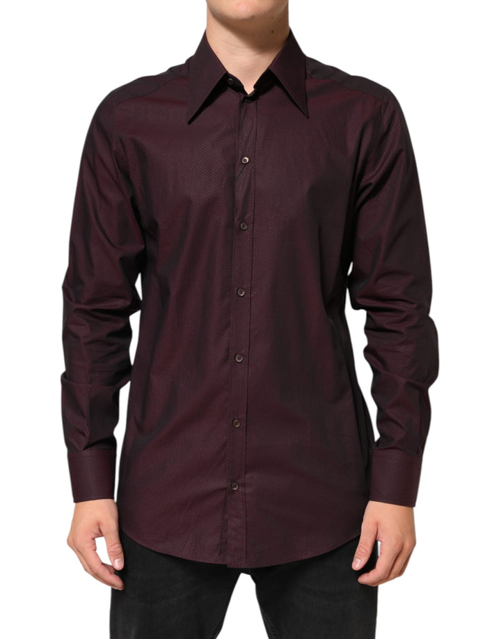 Dolce & Gabbana Violet GOLD Cotton Collared Dress Formal Shirt