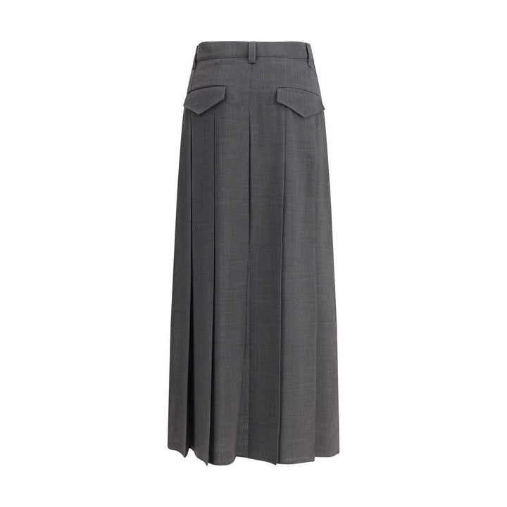 Brunello Cucinelli Pleated long Skirt in virgin wool techno gauze