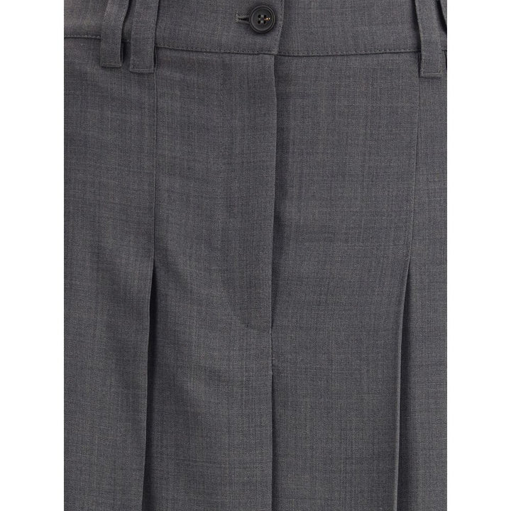 Brunello Cucinelli Pleated long Skirt in virgin wool techno gauze