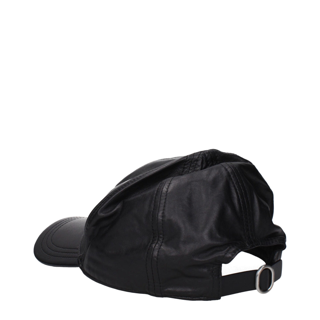 Jil Sander Black Leather Caps (Baseball Hat)