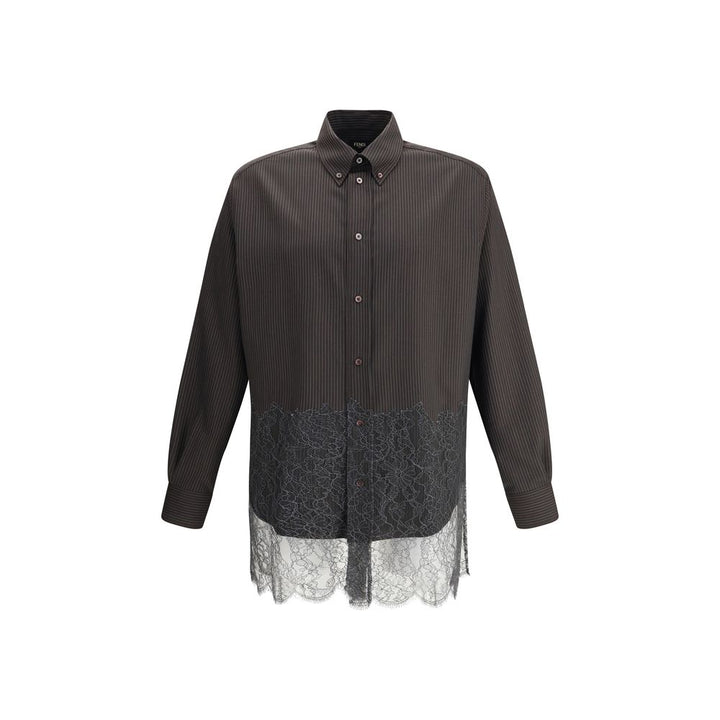 Fendi Pinstripe Wool and Lace Shirt