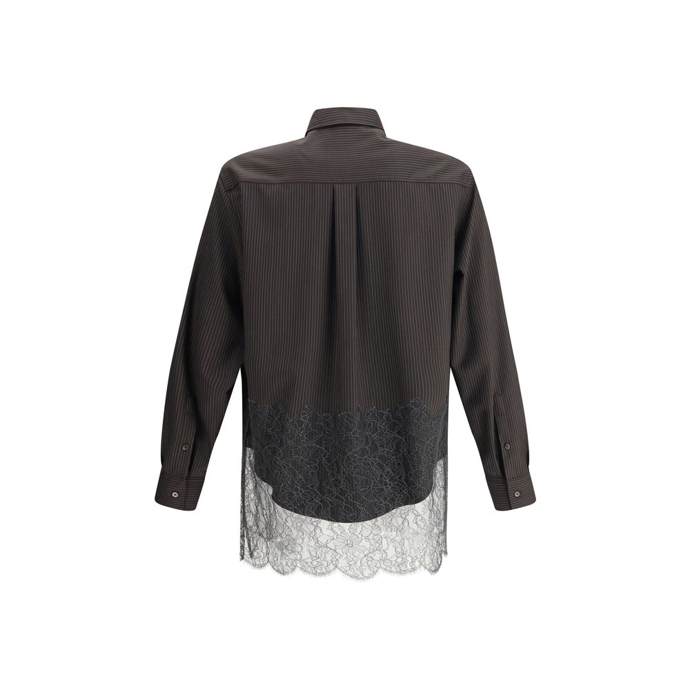 Fendi Pinstripe Wool and Lace Shirt