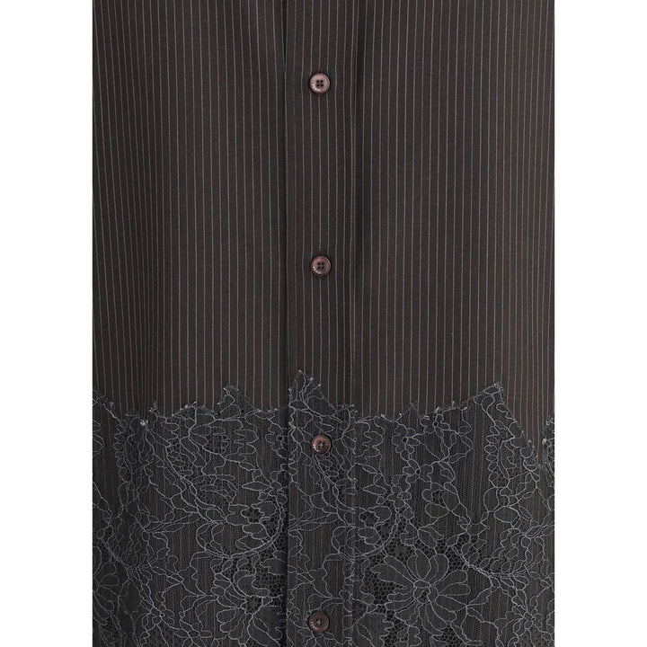 Fendi Pinstripe Wool and Lace Shirt