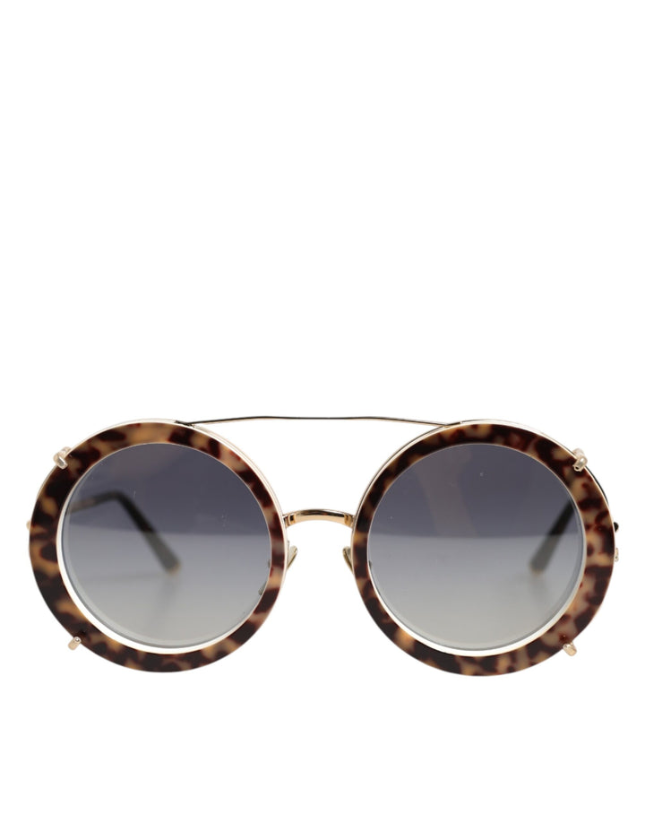 Dolce & Gabbana DG2198 Brown Leopard Print Gradient Round Sunglasses