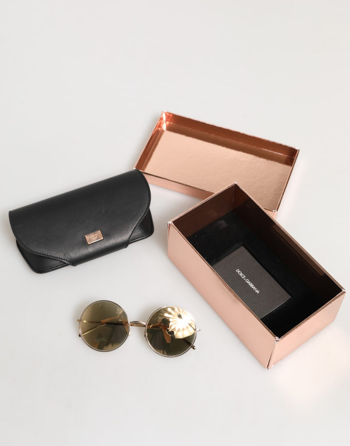 Dolce & Gabbana Gold Metal Round Shades Eyewear Sunglasses