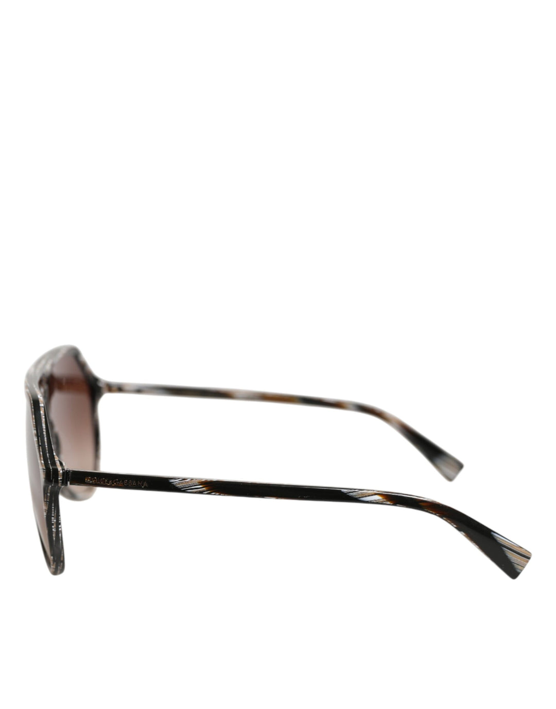 Dolce & Gabbana Modified Aviator Striped Brown Acetate Gradient Sunglasses