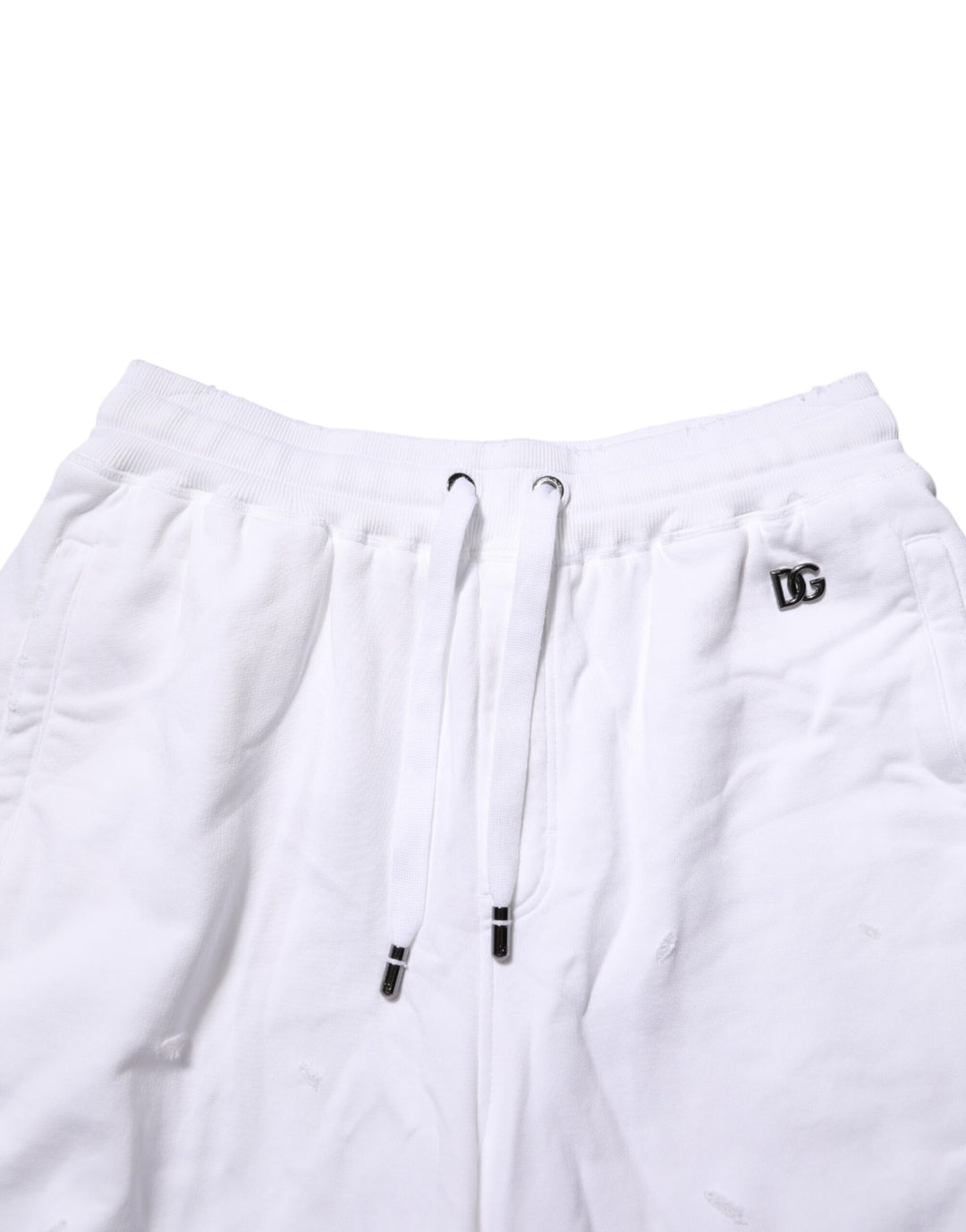 Dolce & Gabbana White Distressed Cotton Men Bermuda Shorts