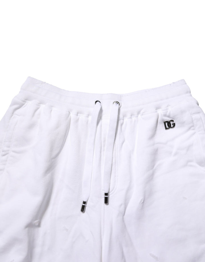 Dolce & Gabbana White Distressed Cotton Men Bermuda Shorts