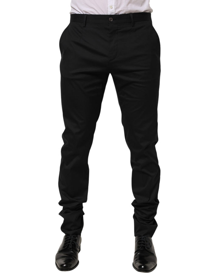 Dolce & Gabbana Black Cotton Formal Dress Men Trouser Pants
