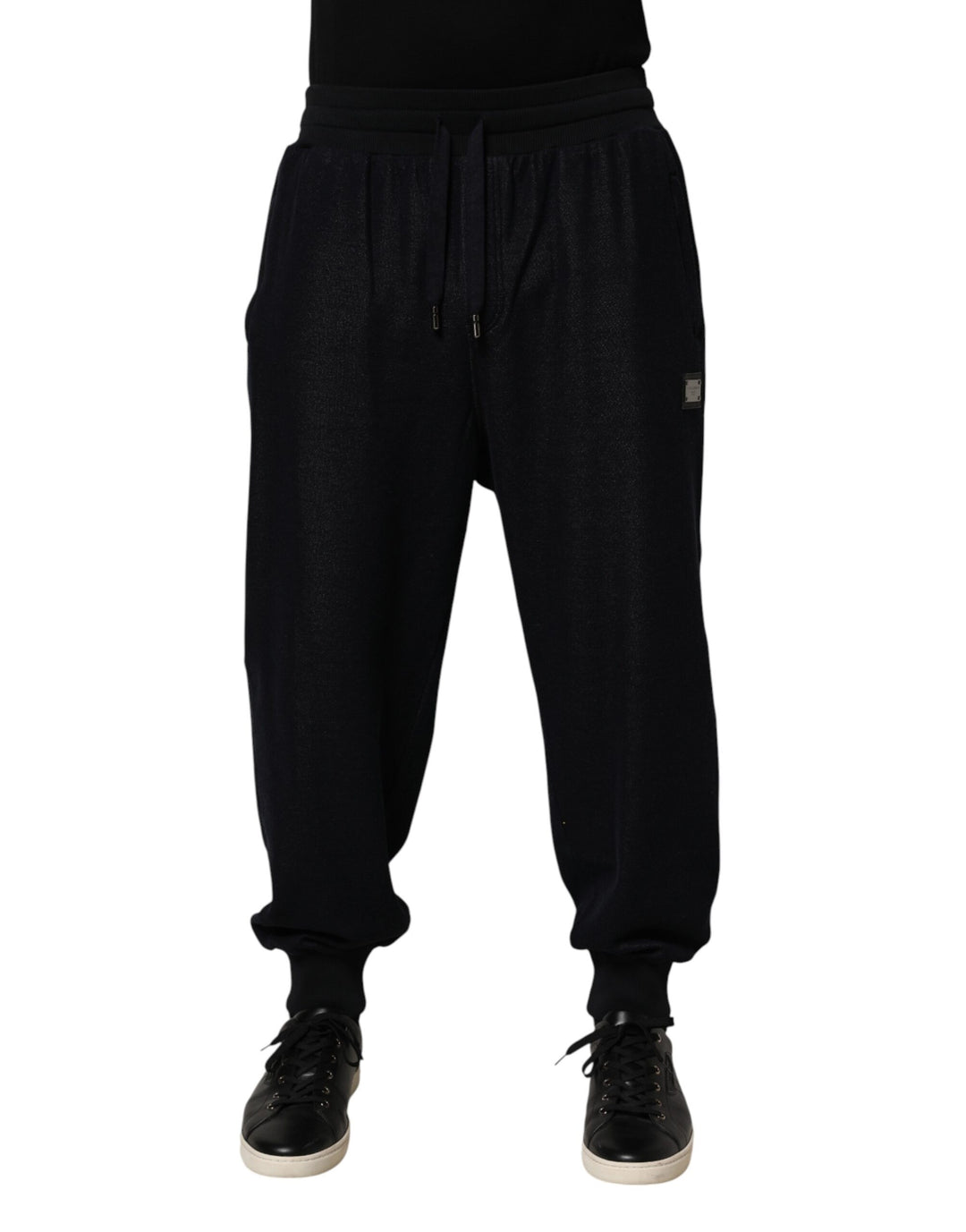 Dolce & Gabbana Black Cotton Blend Drawstring Jogger Jogger Pants