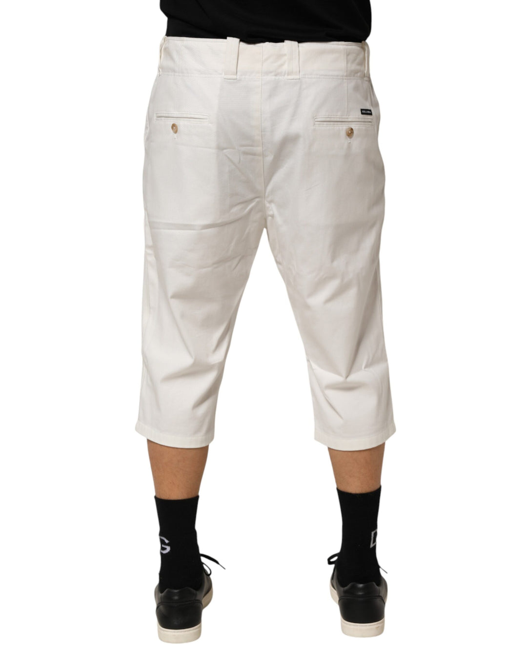Dolce & Gabbana White Cotton Stretch Cropped Trouser Pants