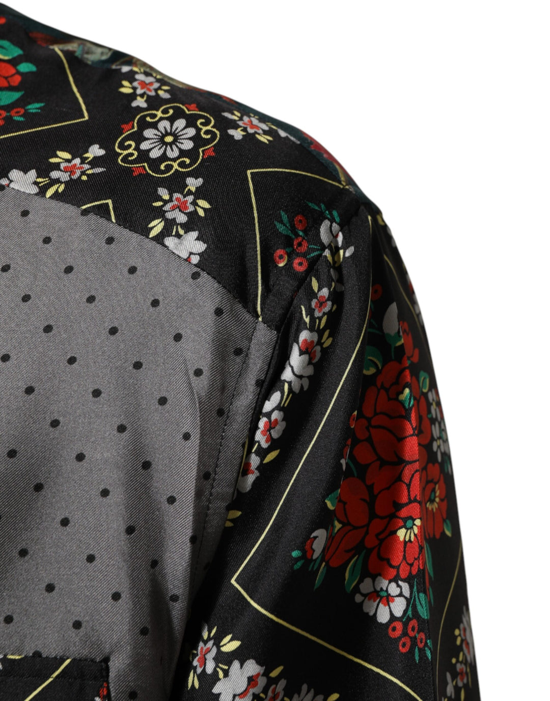 Dolce & Gabbana Multicolor Patchwork Long Sleeves Silk Shirt
