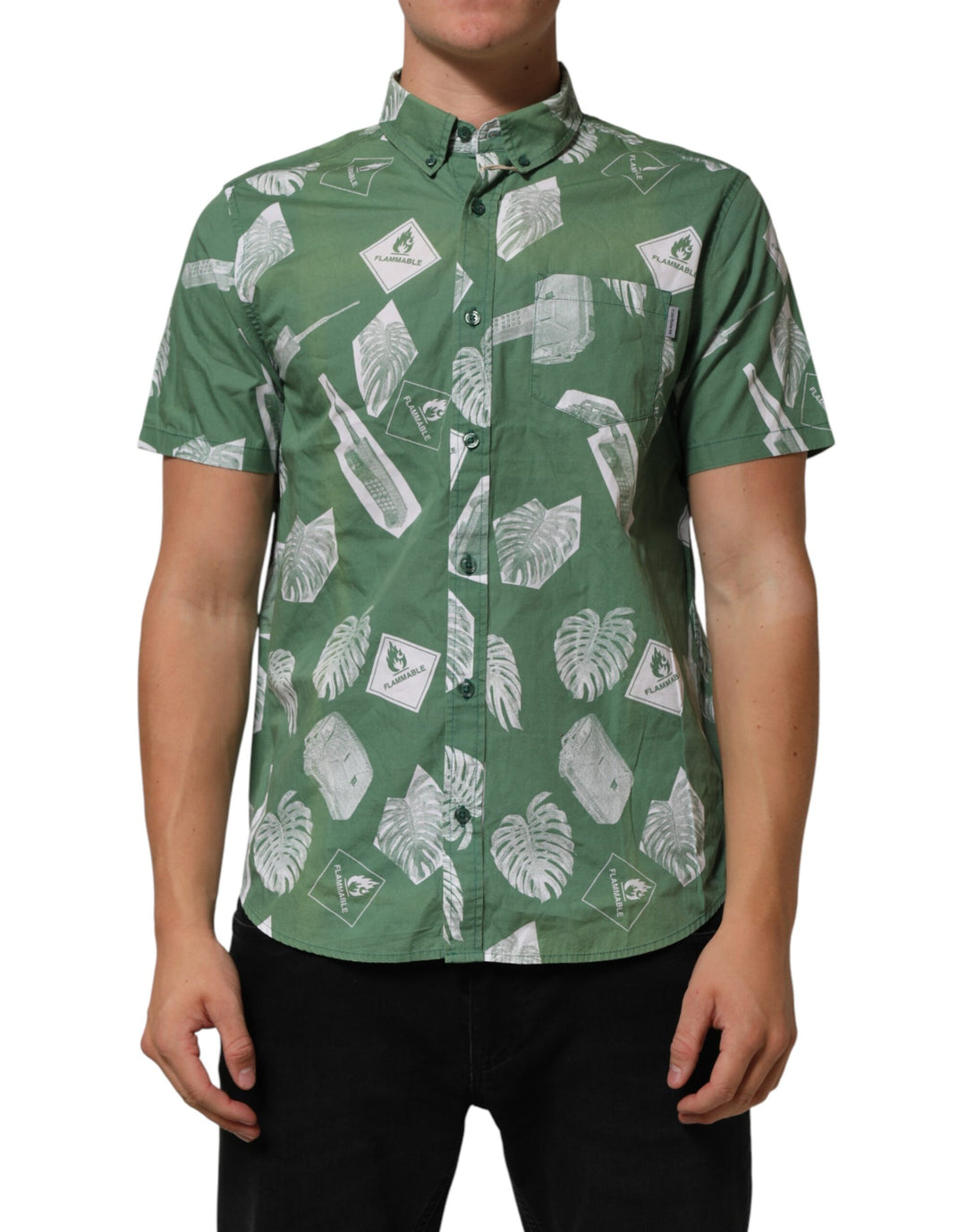 Carhartt Wip Green Printed Cotton Collared Short Sleeves Polo Shirt