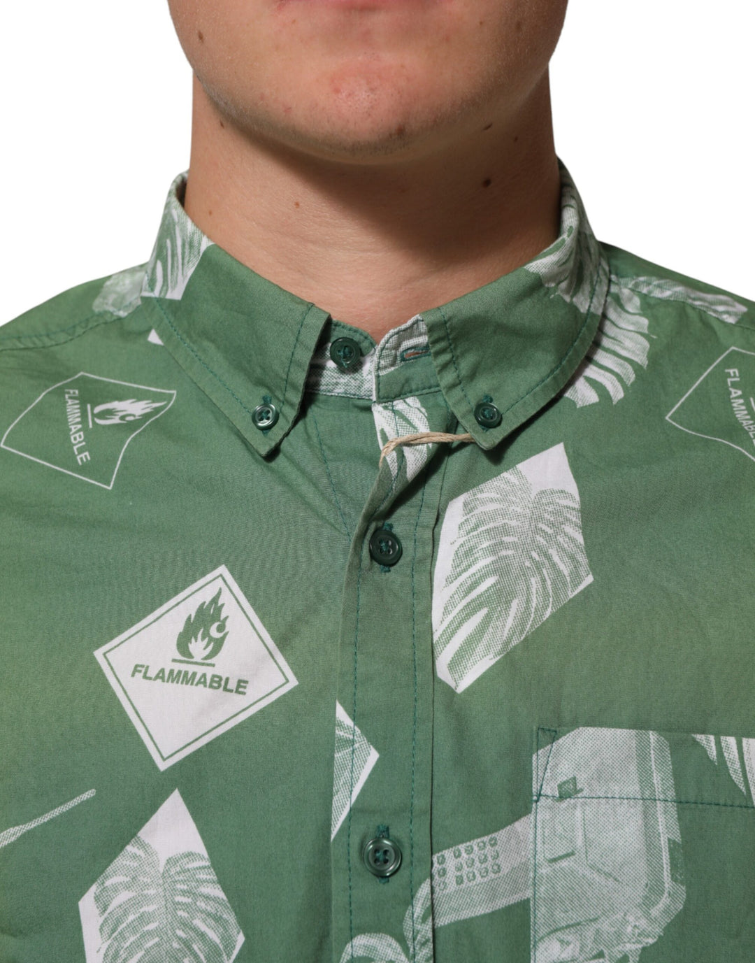 Carhartt Wip Green Printed Cotton Collared Short Sleeves Polo Shirt