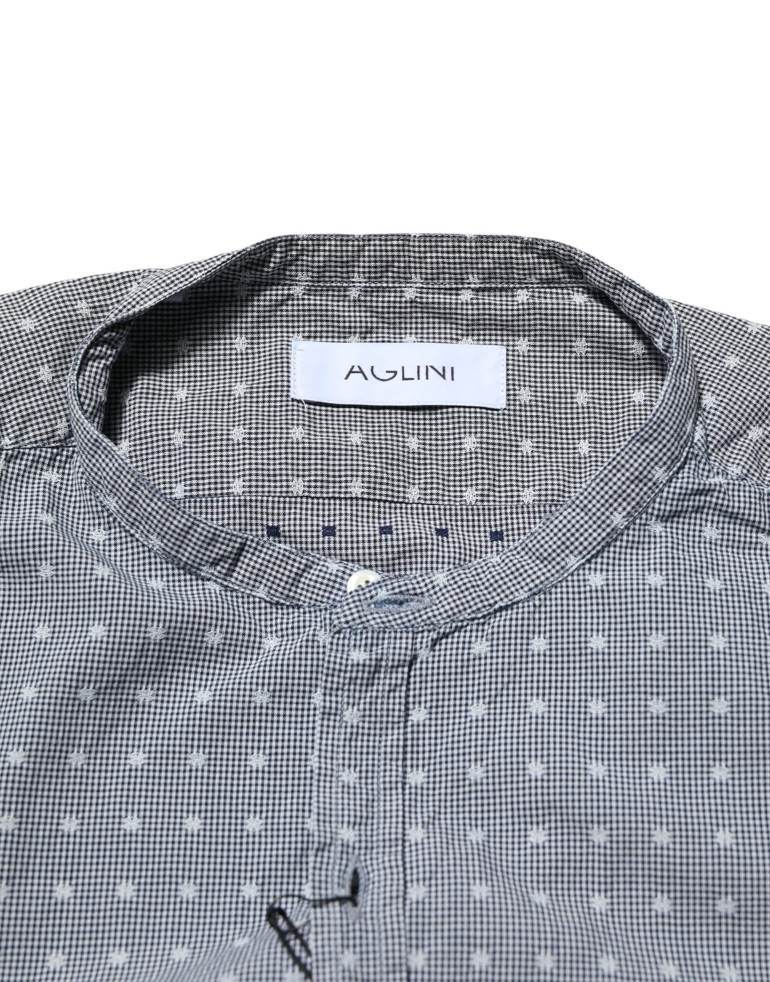 AGLINI Gray Polka Dot Cotton Button Down Long Sleeves Shirt