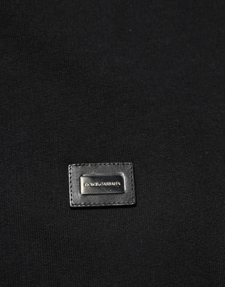 Dolce & Gabbana Sweater Black Cotton Hooded Men Sweatshirt Sweater