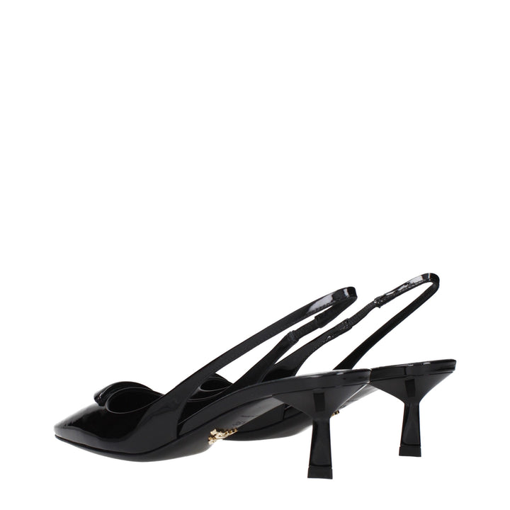 Prada Black Leather Mid Heel Pumps