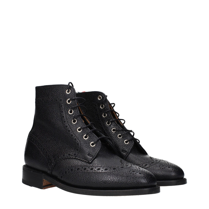 Thom Browne Black Leather Ankle Boots