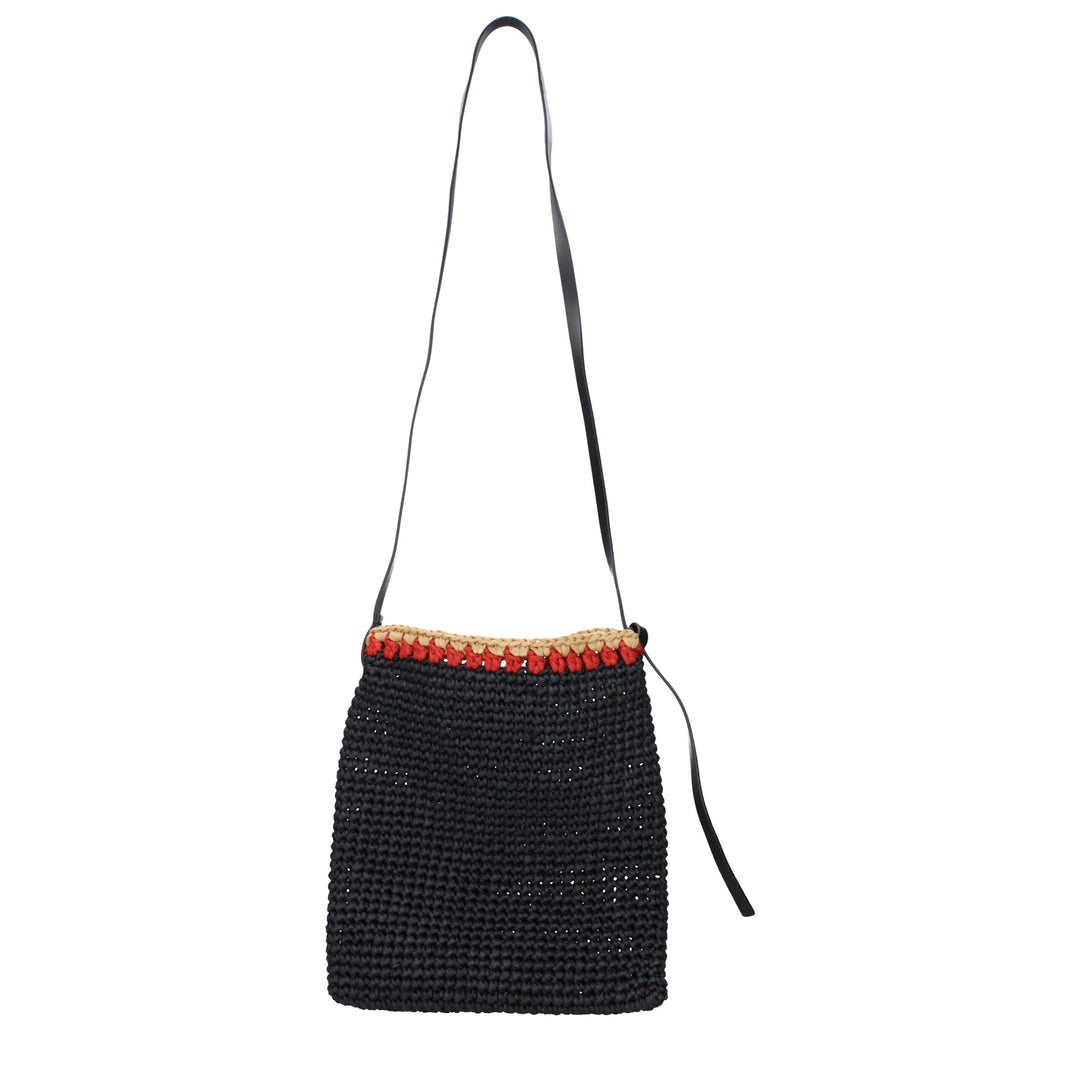 Jil Sander Black Raffia Crossbody Bags