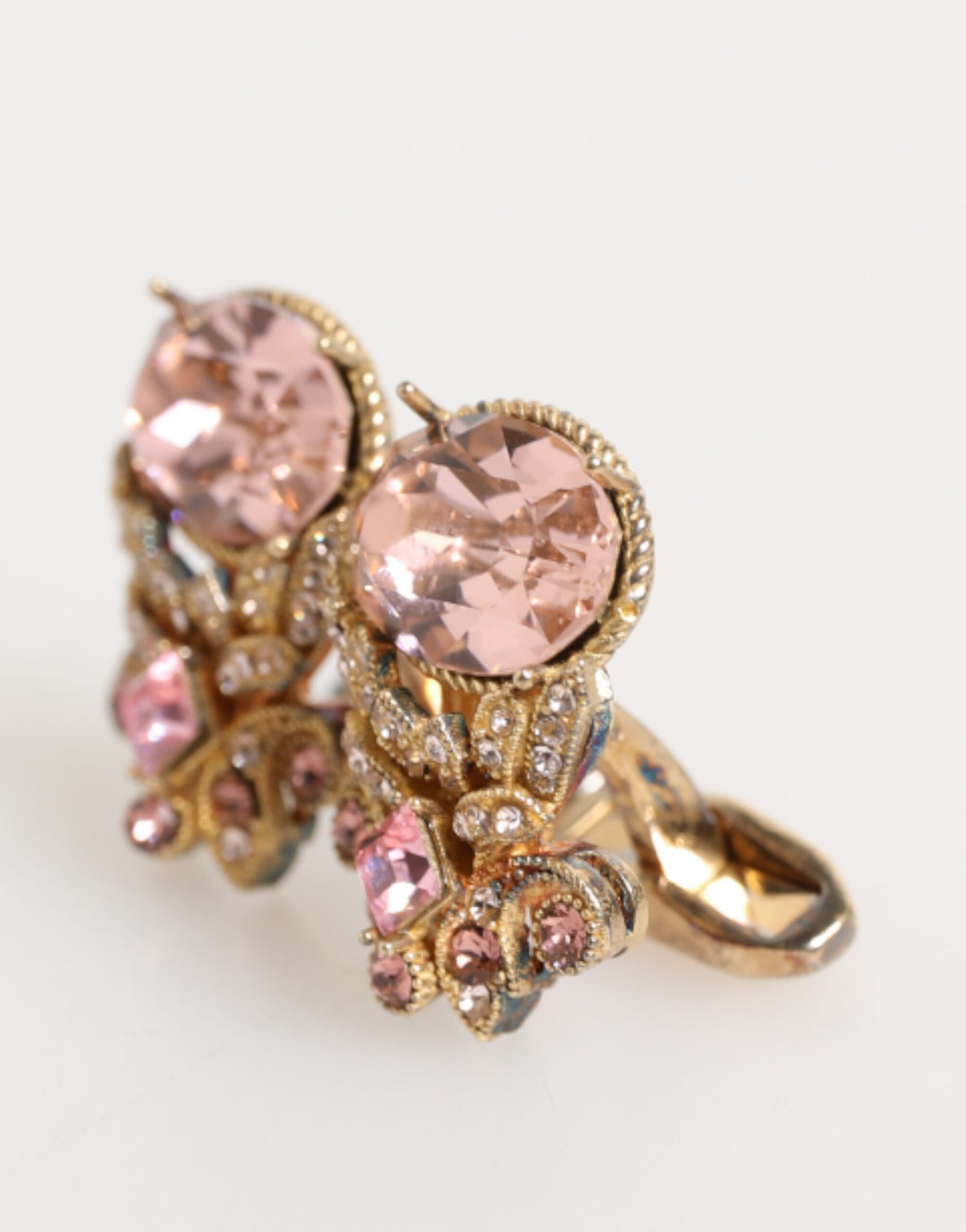 Dolce & Gabbana Gold Tone 925 Sterling Silver Crystal Accessory Cufflinks