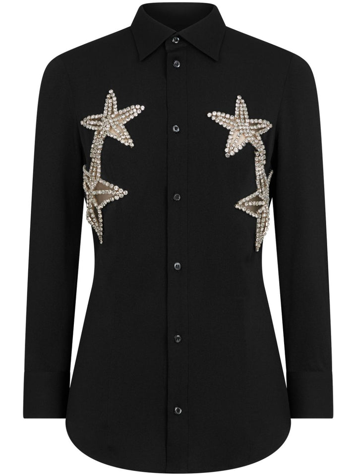 star-appliqué crystal-embellished shirt-0