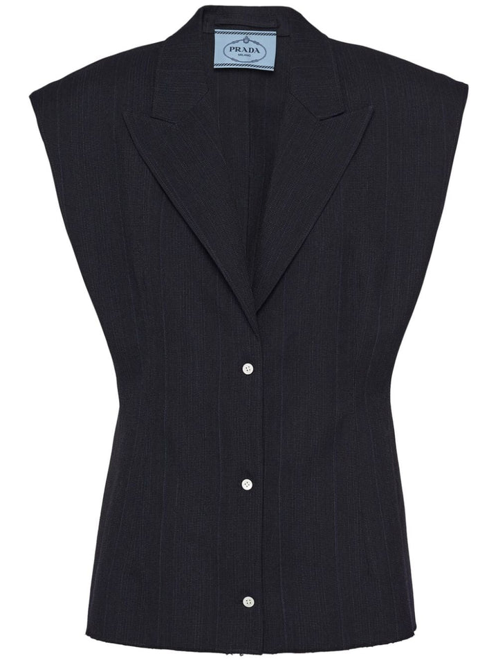 sleeveless wool blazer-0