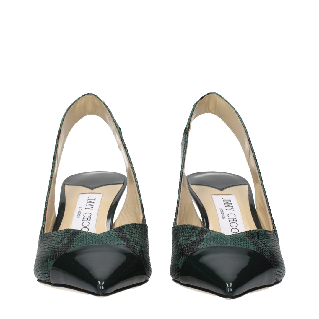 Jimmy Choo Green Leather High Heel Pumps